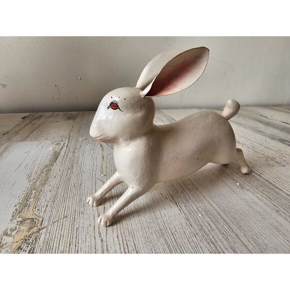 Vintage paper mache rabbit Easter Bunny decor statue figurine - Picture 1 of 10
